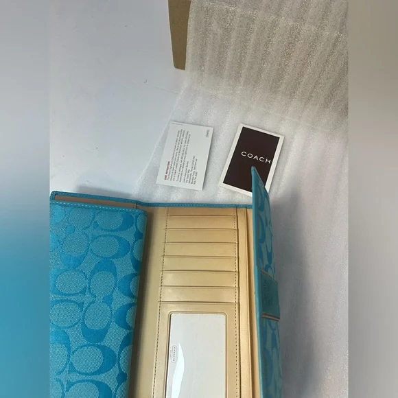 Coach Teal Signature Women's Wallet - Picture 8 of 16